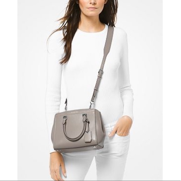 michael kors benning medium perforated leather satchel